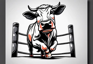 cow in a wrestling ring on two feet tattoo idea