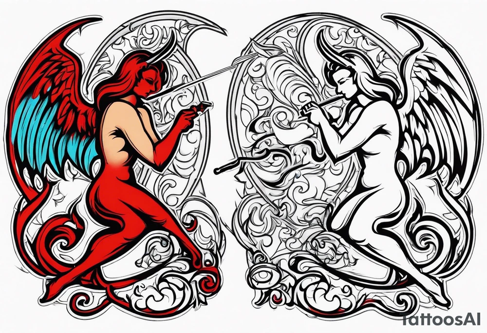 Angel vs Devil back tattoo design tattoo idea