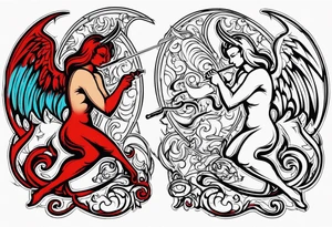 Angel vs Devil back tattoo design tattoo idea