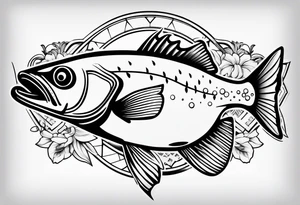 Line work bass tattoo idea