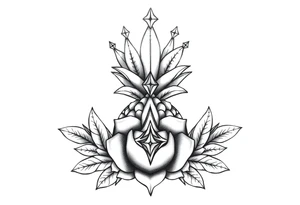 Majestic crown pineapple ,peach vagina,star anus ,diamonds tattoo idea