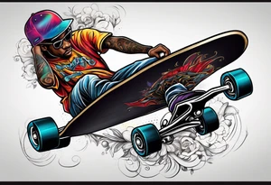 Black person skateboarding tattoo idea