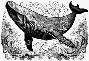 A great whale and the number 8 merged tattoo idea