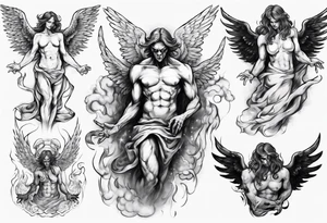 an angel transforming into a demon tattoo idea