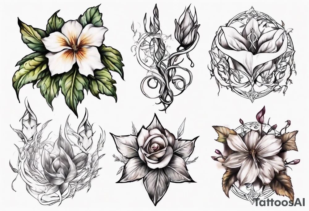 Lord of the rings flowers and leaves tattoo idea
