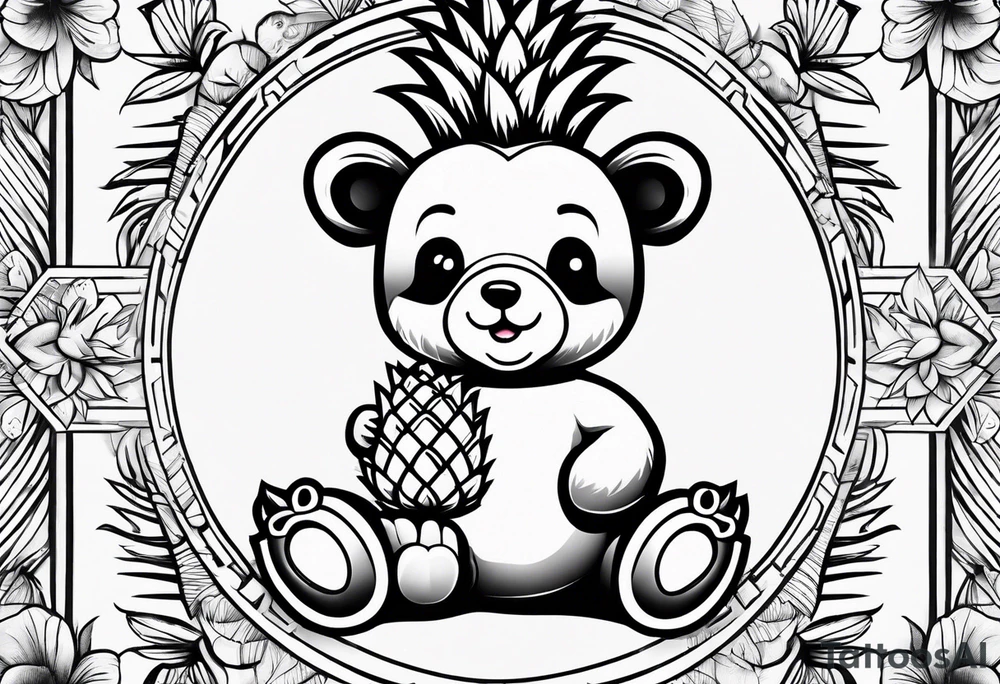 Cute pineapple bear tattoo idea