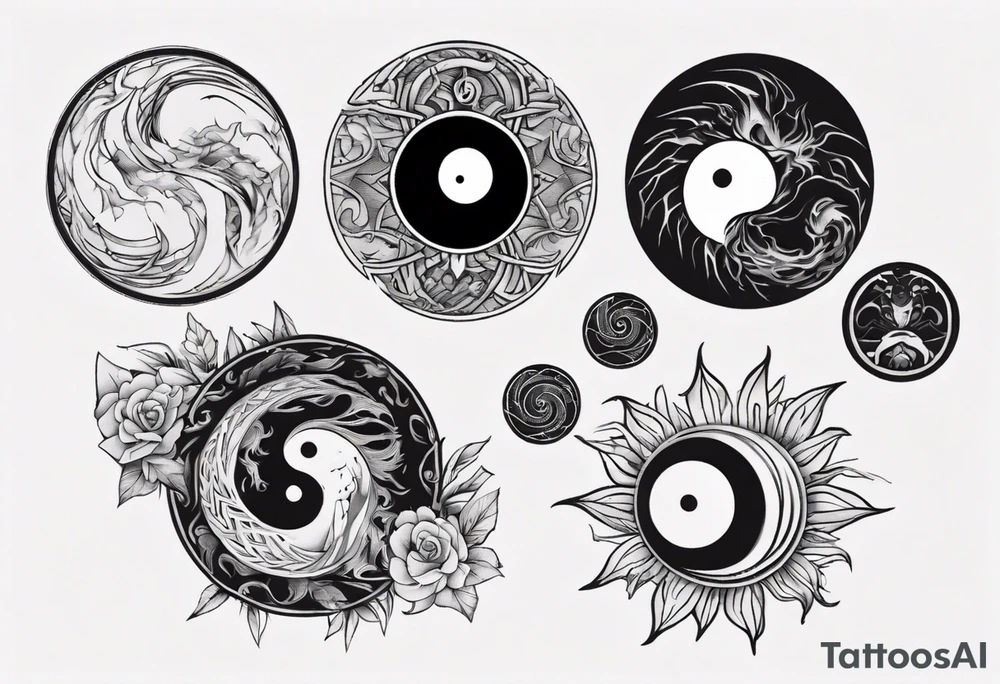 Stone with the style of ying and yang tattoo idea
