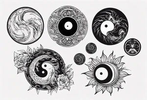 Stone with the style of ying and yang tattoo idea