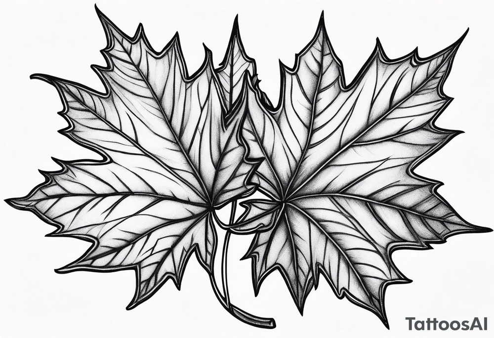 intertwined maple leaves tattoo idea