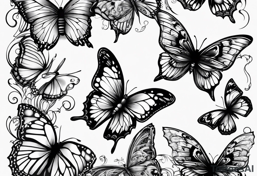 Butterflies and knife tattoo idea