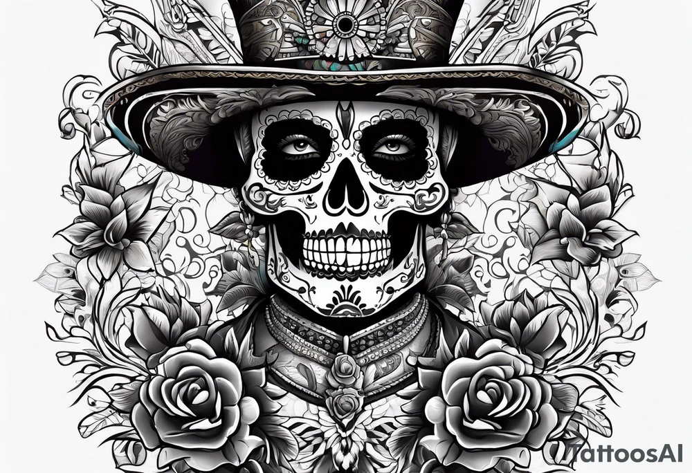 Mexico day of dead  man standing
 skeleton drink tattoo idea