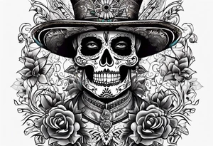 Mexico day of dead  man standing
 skeleton drink tattoo idea