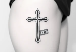 Cross with and 
money tattoo idea