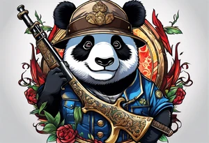 Combat Panda with riffle tattoo idea