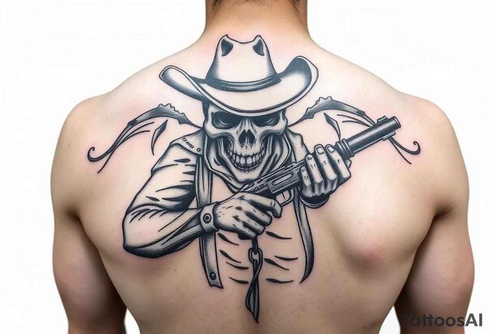 Dead cowboy with ridle tattoo idea