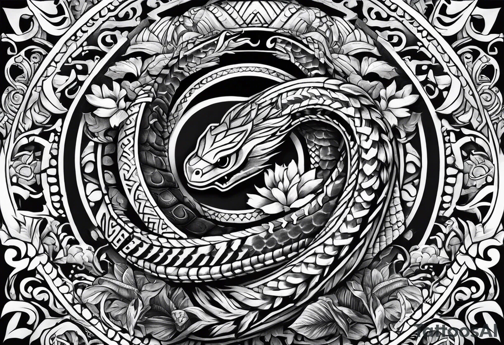 aztec snake sleeve tattoo idea