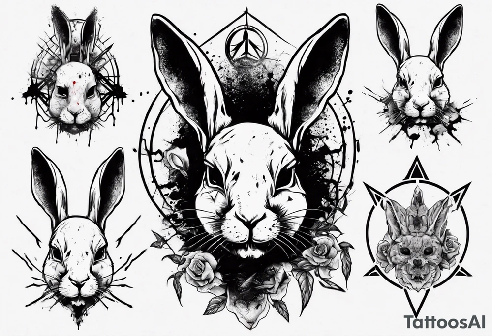 rabbit with bloody face and satanic symbol on its forehead tattoo idea rabbit with bloody face and satanic symbol on its forehead tattoo idea