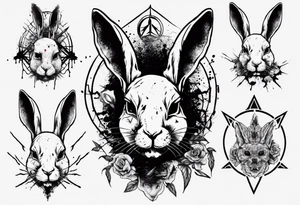rabbit with bloody face and satanic symbol on its forehead tattoo idea