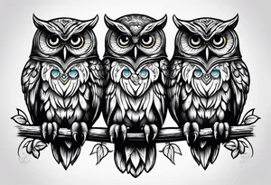 Owls 
Hear no evil, see no evil, speak no evil tattoo idea