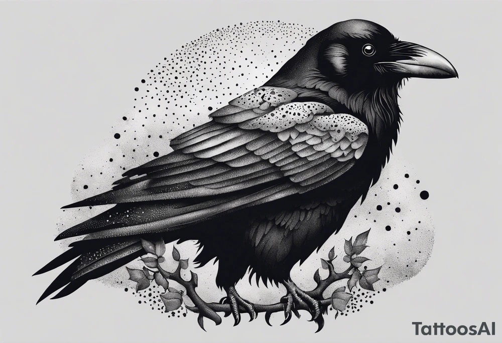 Raven with skulls underneath tattoo idea