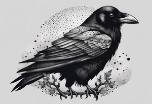 Raven with skulls underneath tattoo idea
