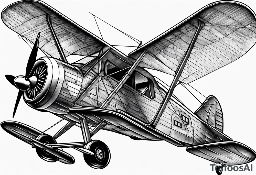 sketch of adventure plane in perspective from the bottom tattoo idea