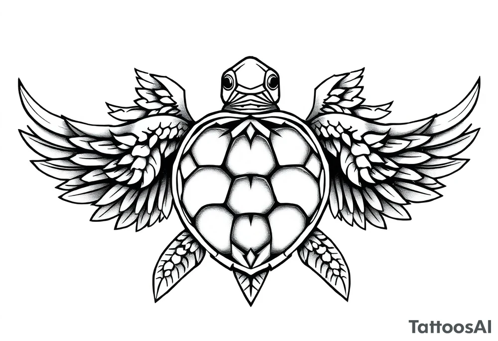 Sea turtle angelic wings tribal tattoo idea