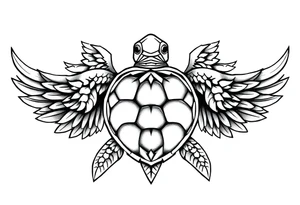 Sea turtle angelic wings tribal tattoo idea