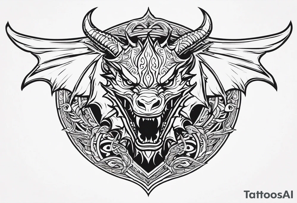 Valhalla sword shield dragon head tattoo idea