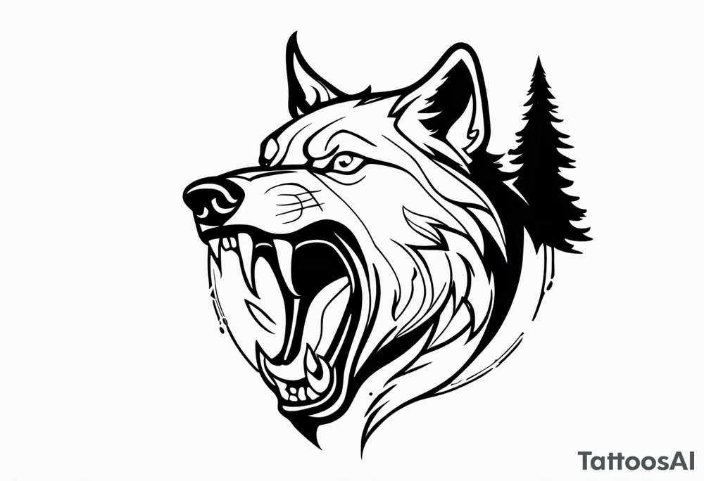 a rabid wolf turned 3/4 that does not stick out its tongue tattoo idea