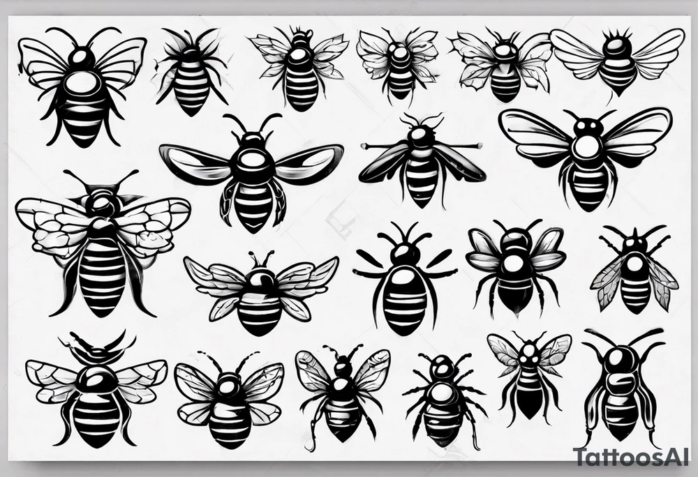 Biene, comic, klein, seitenansicht , mit gesicht tattoo idea