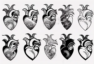 anatomic heart which is also a Japanese wave painting tattoo idea