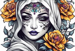 Ghost face holding flowers tattoo idea