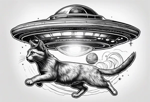 UFO abducting a cat tattoo idea