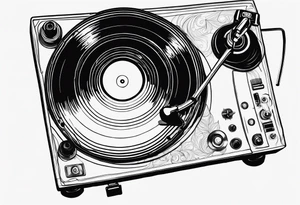 Recordplayer fineline minimalistic from above outline only tattoo idea