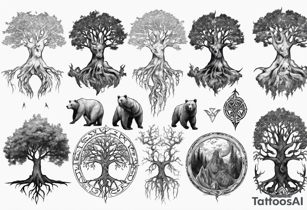 Gondor, Yggdrasil, bears tattoo idea