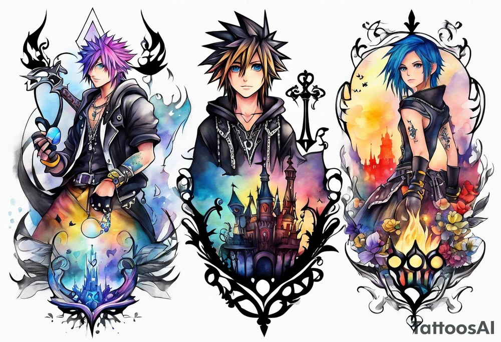 small
kingdom hearts
watercolour tattoo idea