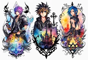 small
kingdom hearts
watercolour tattoo idea