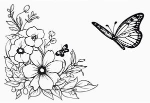 flowers and butterflies tattoo idea