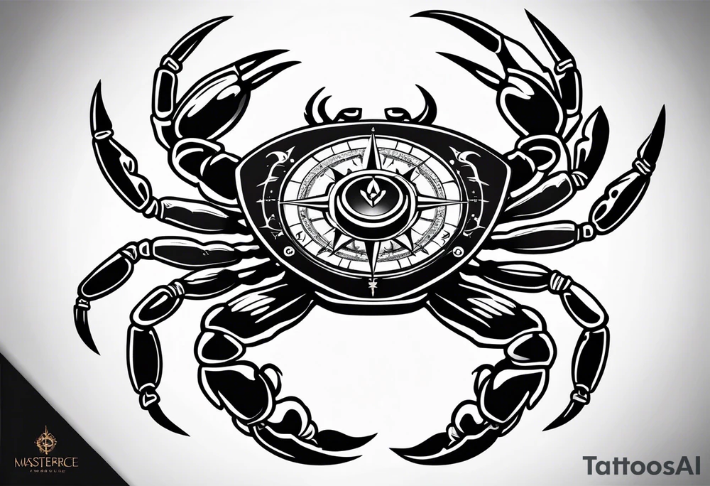 Crab Compass Arrow tattoo idea