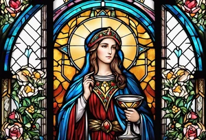 holy saint barbara stained glass holding a chalice tattoo idea