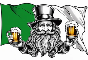 Ireland flag with a leprechaun and a beer tattoo idea