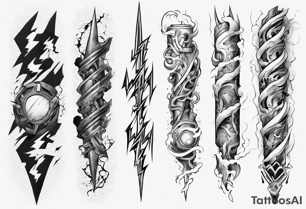 forearm sleeve lightning and clouds pattern tattoo idea forearm sleeve lightning and clouds pattern tattoo idea