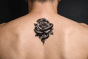 Snake wrapped around rose make it look realistic and hot tattoo idea