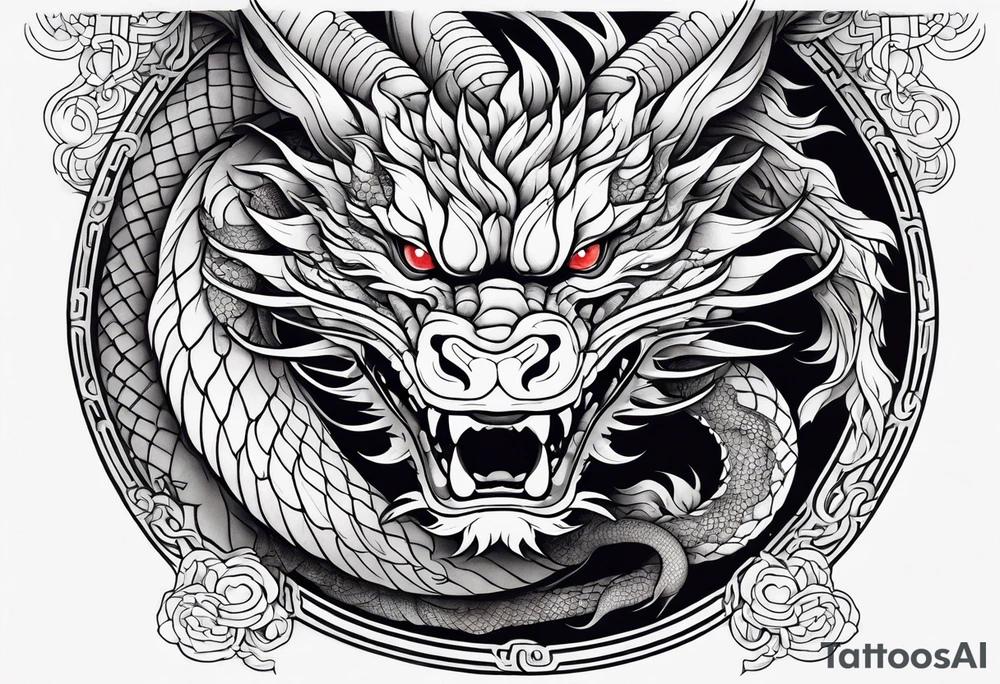 Japanese dragon upper arm wrapping the arm tattoo idea