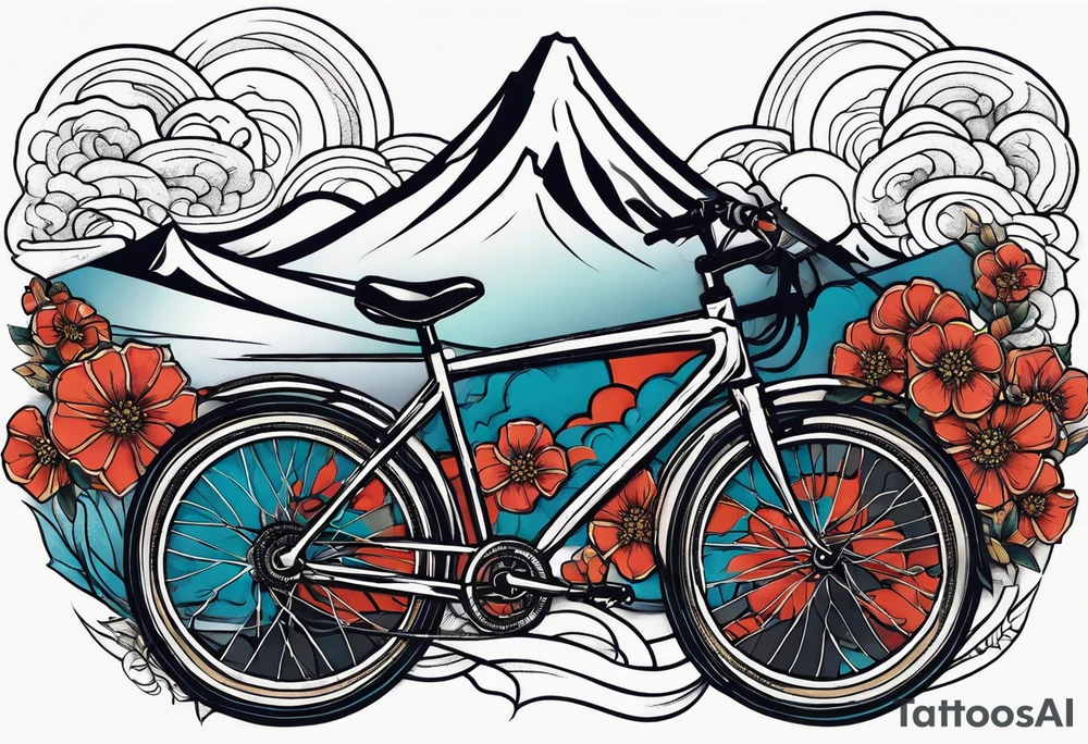 bicycle mountains tattoo idea