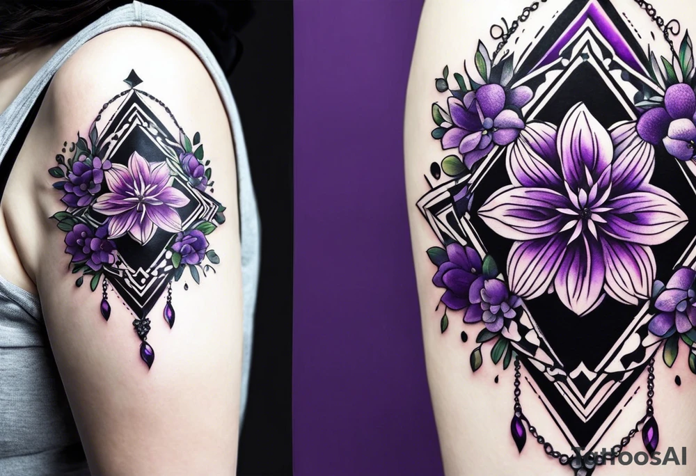 I'm looking for a tattoo design that beautifully reflects the essence of both my grandma . My grandma, a vibrant soul, adores the color purple walks to church every morning if she can't walk she finds ways to get there! Right after she goes to the market tattoo idea