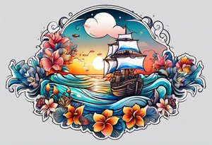 sea, night, flower, fish, republic dominicana tattoo idea