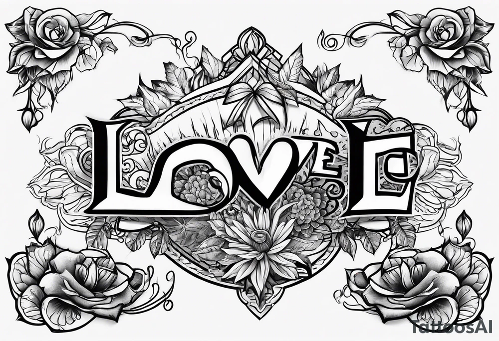 simple tattoo with the words "love drought" tattoo idea