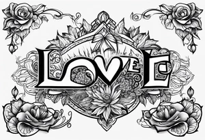 simple tattoo with the words "love drought" tattoo idea